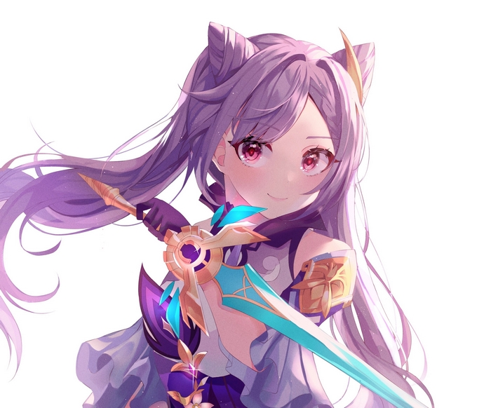 Keqing from Genshin Impact with sword