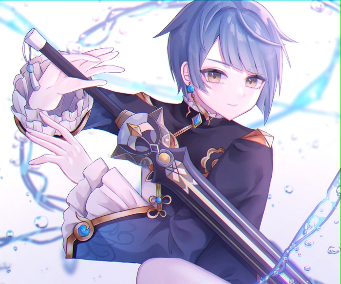 Xingqiu from Genshin Impact with sword