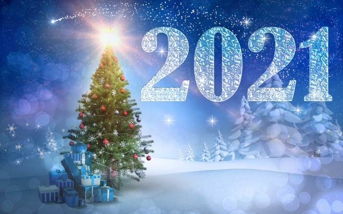 New Year 2021 Christmas Tree and Gifts
