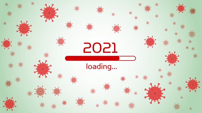 New Year 2021 loading with COVID-19 virus
