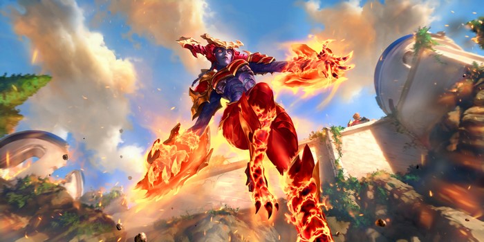 Shyvana from League of Legends in battle