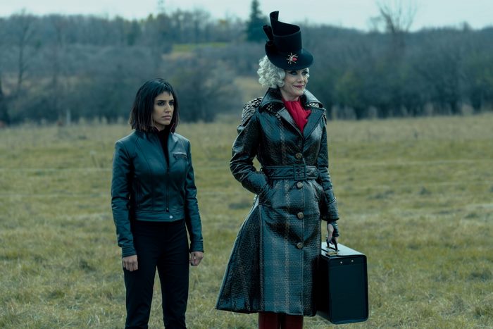 Lila Pitts and The Handler from The Umbrella Academy