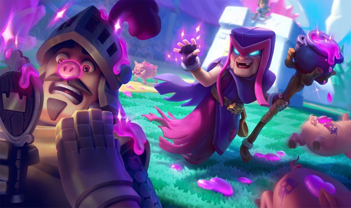 Clash Royale Dark Sorcerer and Knight Battle Scene