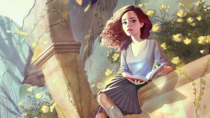 Hermione Granger reading a book