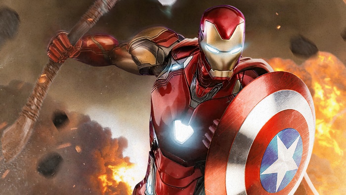 Iron Man from Marvel Comics with Captain America's Shield