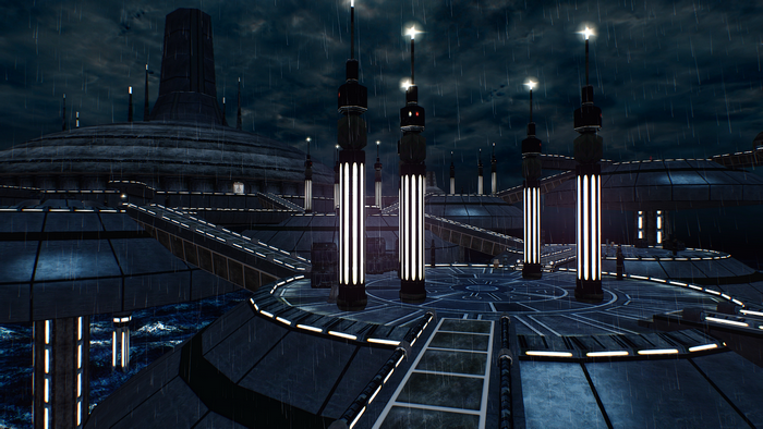 Kamino from Star Wars during a rainstorm