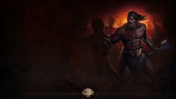 Path of Exile barbarian fighting zombies