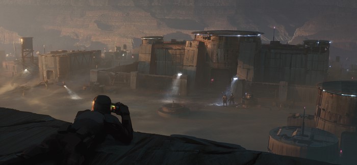 The Mandalorian concept art of a settlement