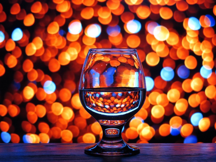 Glass of Drink with Bokeh Lights 4K