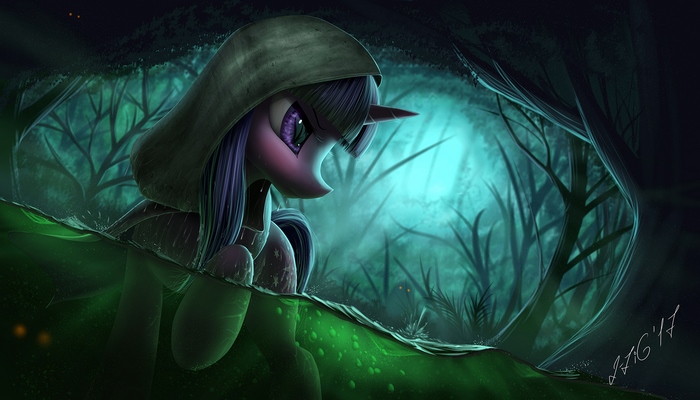 Twilight Sparkle from My Little Pony in a swamp