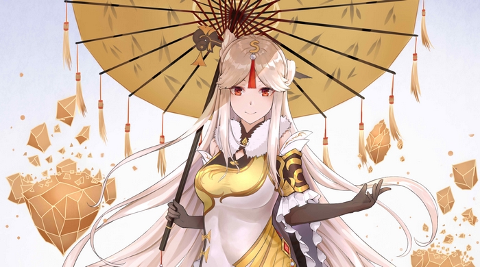 Ningguang from Genshin Impact holding a parasol