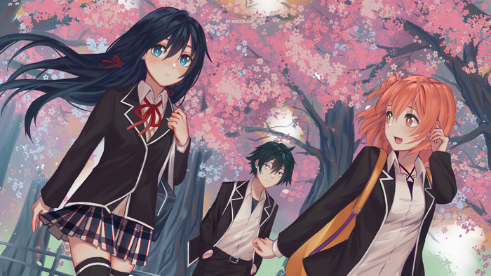 Yukinoshita, Yuigahama, and Hikigaya from My Teen Romantic Comedy SNAFU