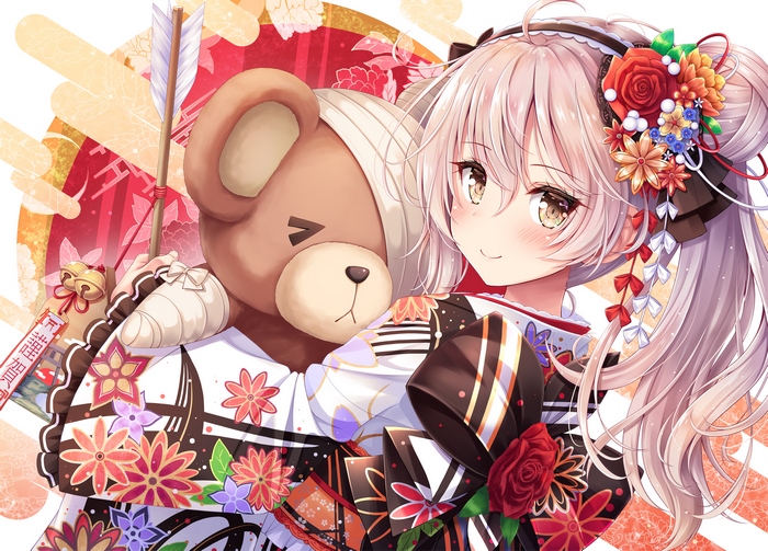 Arisu Shimada from Girls Und Panzer with Teddy Bear