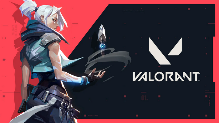 Jett from Valorant with game logo