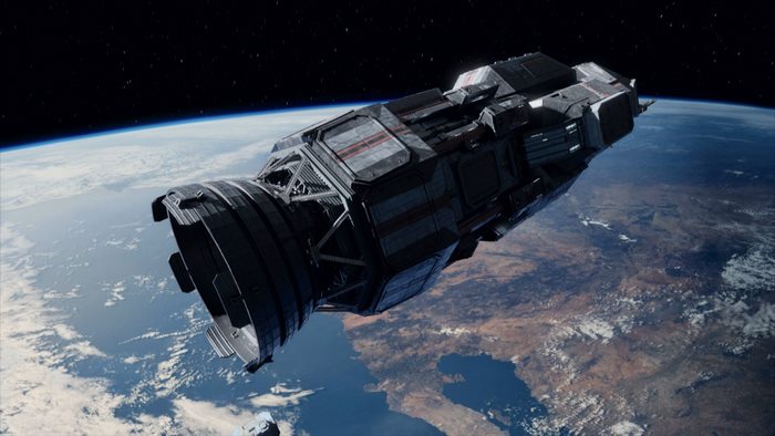Spaceship above Earth from The Expanse