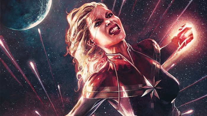 Captain Marvel from Marvel Comics in Space