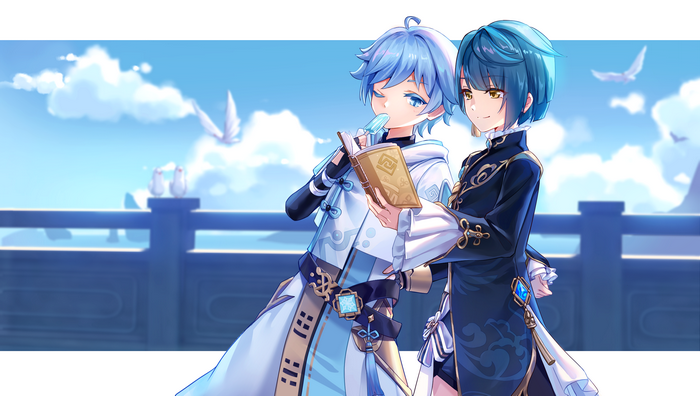 Chongyun and Xingqiu from Genshin Impact