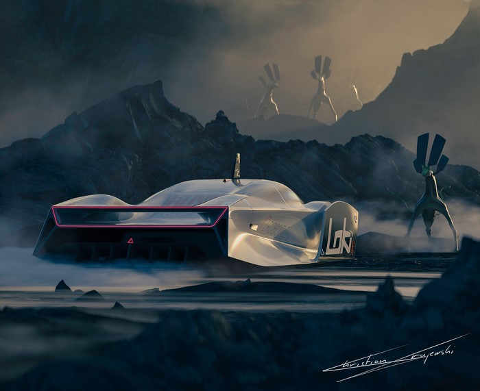 Futuristic Sci-Fi Vehicle on an Alien Landscape