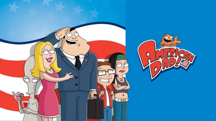 American Dad! characters with logo