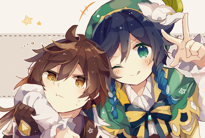 Zhongli and Venti from Genshin Impact