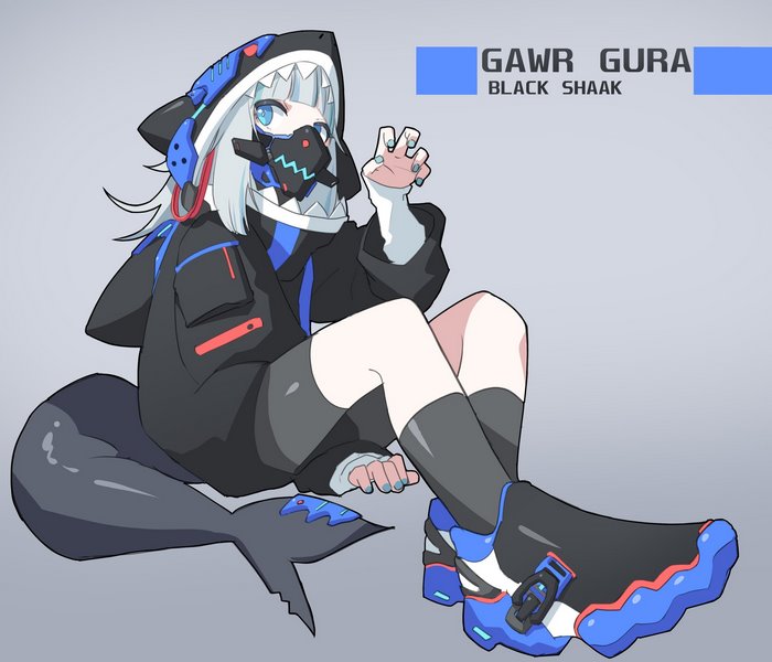 Gawr Gura Black Shaak Character Art