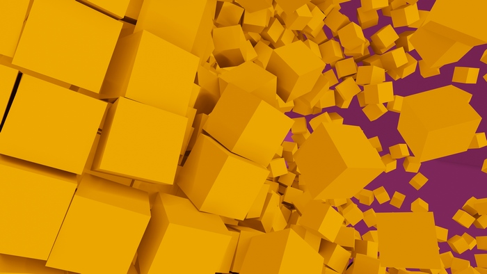 Abstract Yellow Cubes on Purple Background 4K
