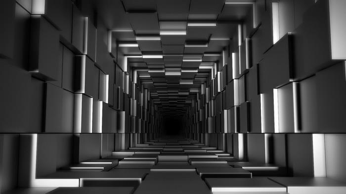 Abstract Square Tunnel with Light Effects