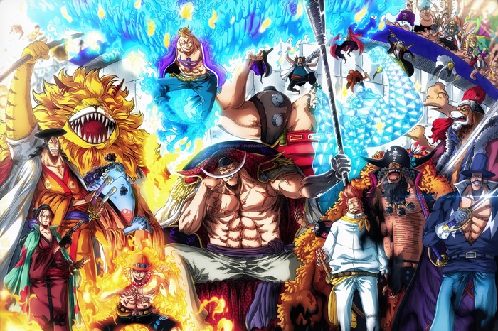 Dynamic White Beard Crew Anime Battle Scene