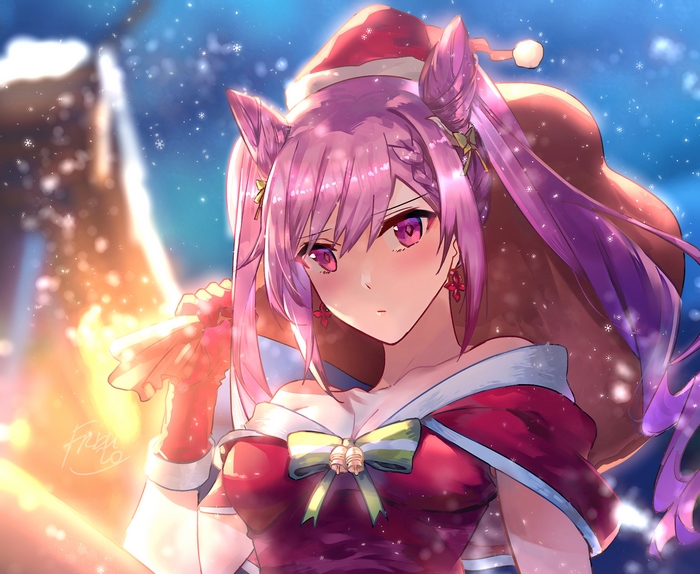 Keqing from Genshin Impact in Christmas Outfit