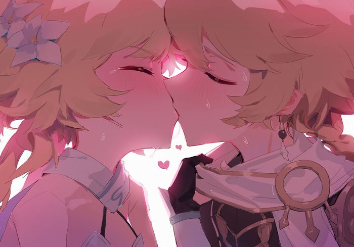 Aether and Lumine Tender Moment Genshin Impact