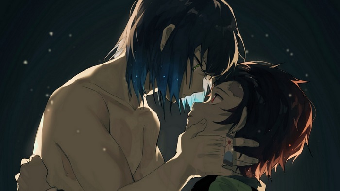 Inosuke and Tanjiro from Demon Slayer: Kimetsu no Yaiba