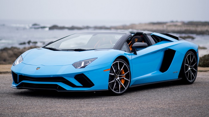 2017 Lamborghini Aventador S Roadster by the ocean