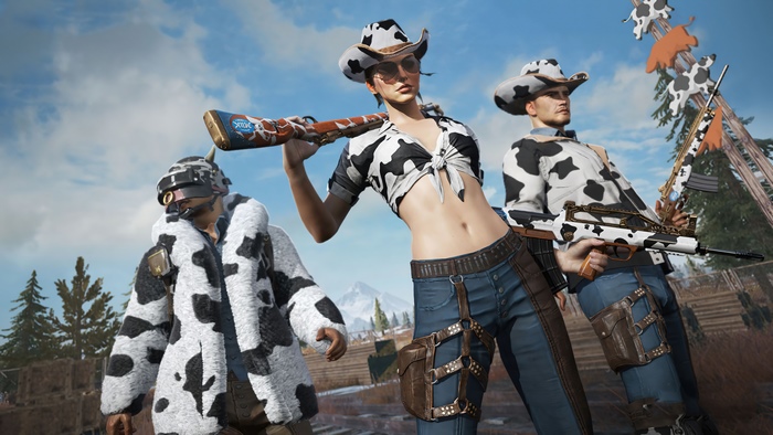 PlayerUnknown's Battlegrounds characters in cow-themed outfits