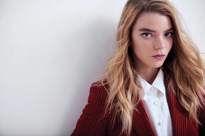 Anya Taylor-Joy in a red jacket