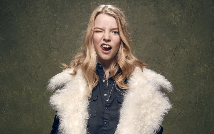 Anya Taylor-Joy in white fur coat