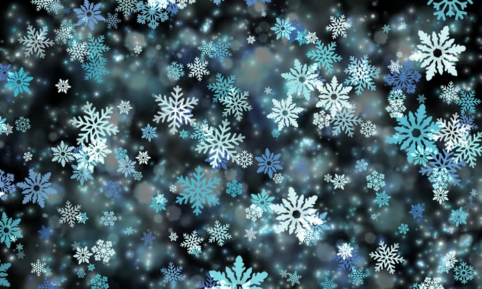 Blue and White Snowflakes Falling