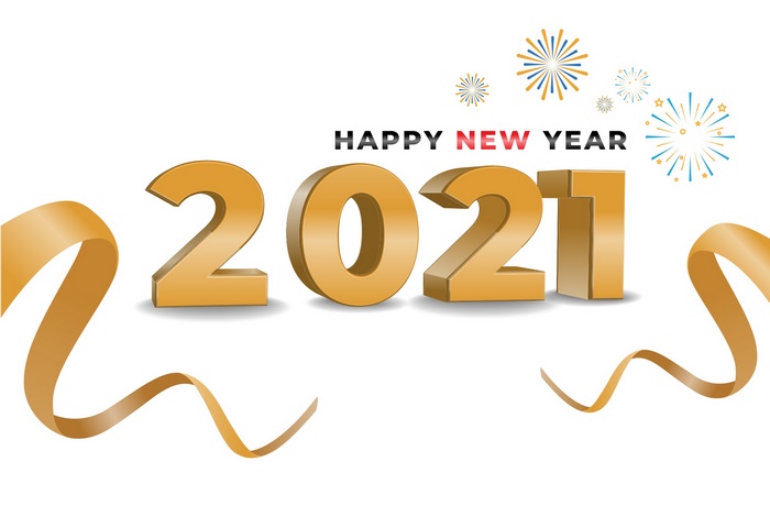 Happy New Year 2021 Golden Numbers
