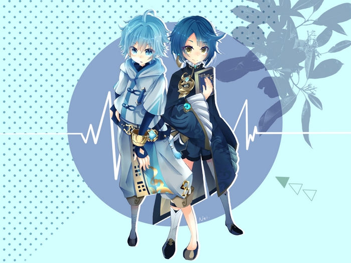 Chongyun and Xingqiu from Genshin Impact