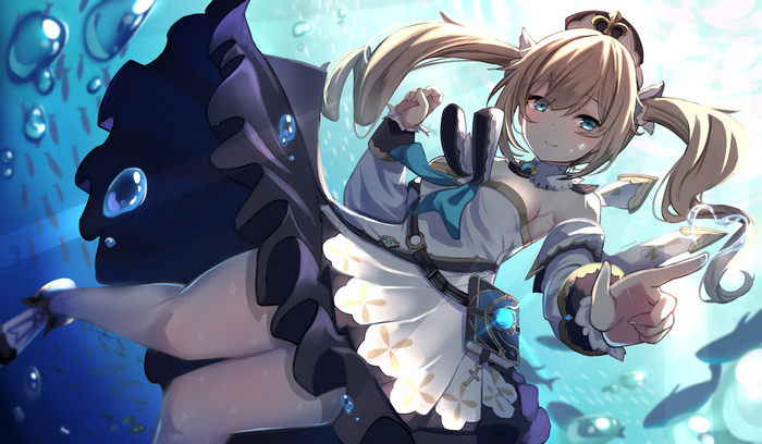 Barbara from Genshin Impact underwater