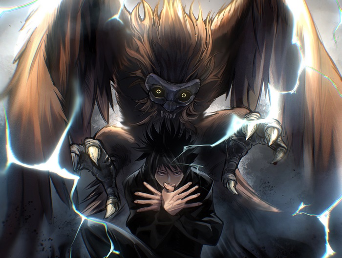 Megumi Fushiguro with a large bird-like cursed spirit