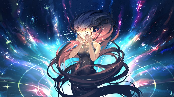 Girl in a starry galaxy
