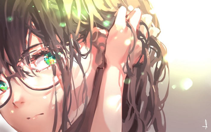 Anime girl with glasses and brown hair