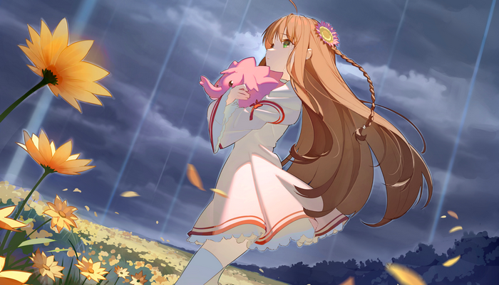 Kotori Minami from Love Live! holding a pink creature