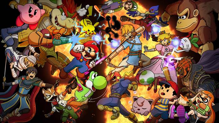 Super Smash Bros Characters 4K Action Scene
