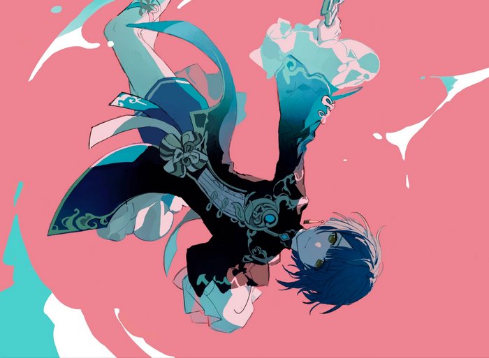 Xingqiu from Genshin Impact falling