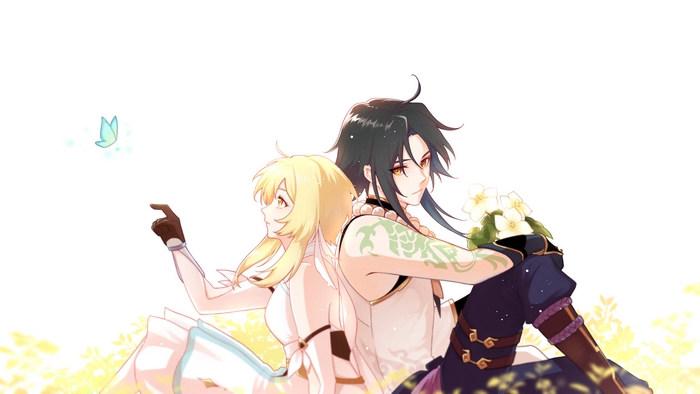 Lumine and Xiao from Genshin Impact