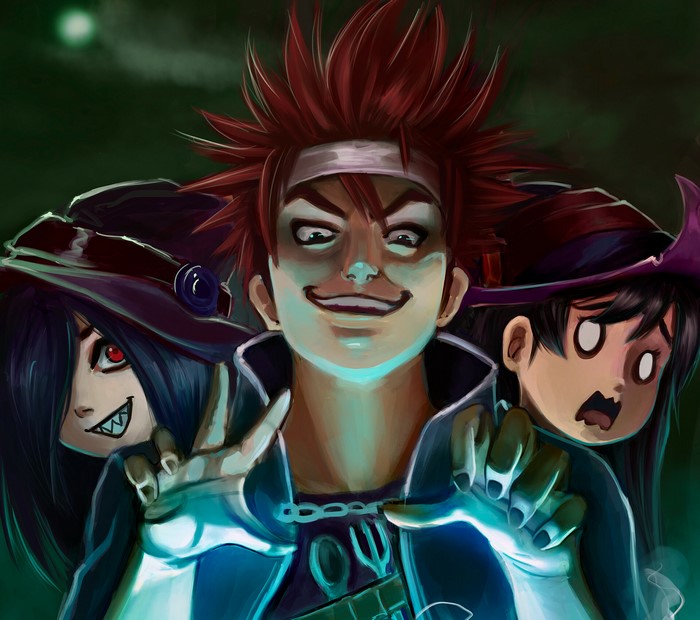 Anime characters in spooky costumes