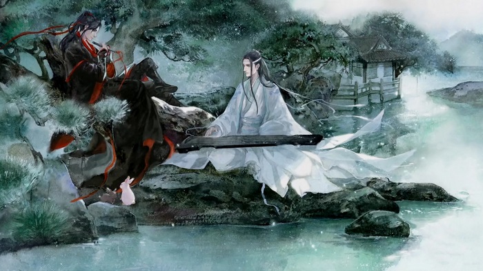 Lan Wangji and Wei Wuxian by the Lake