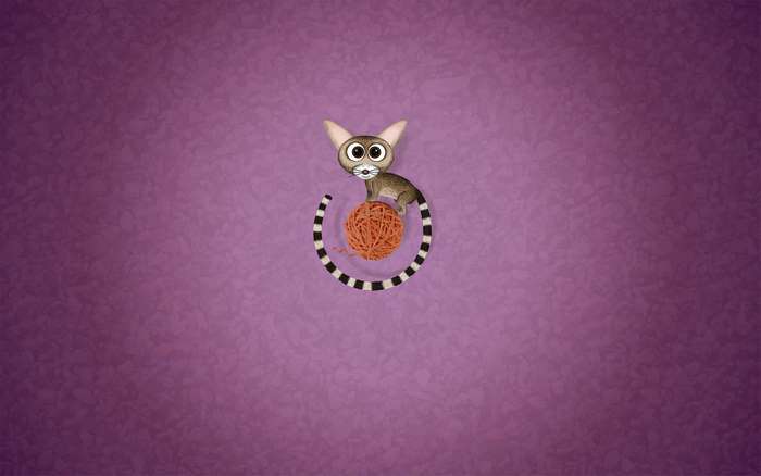 Cartoon cat with ball of yarn