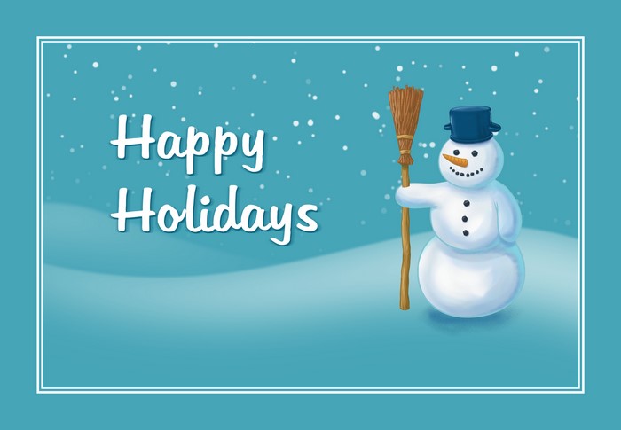 Happy Holidays Snowman with Broom